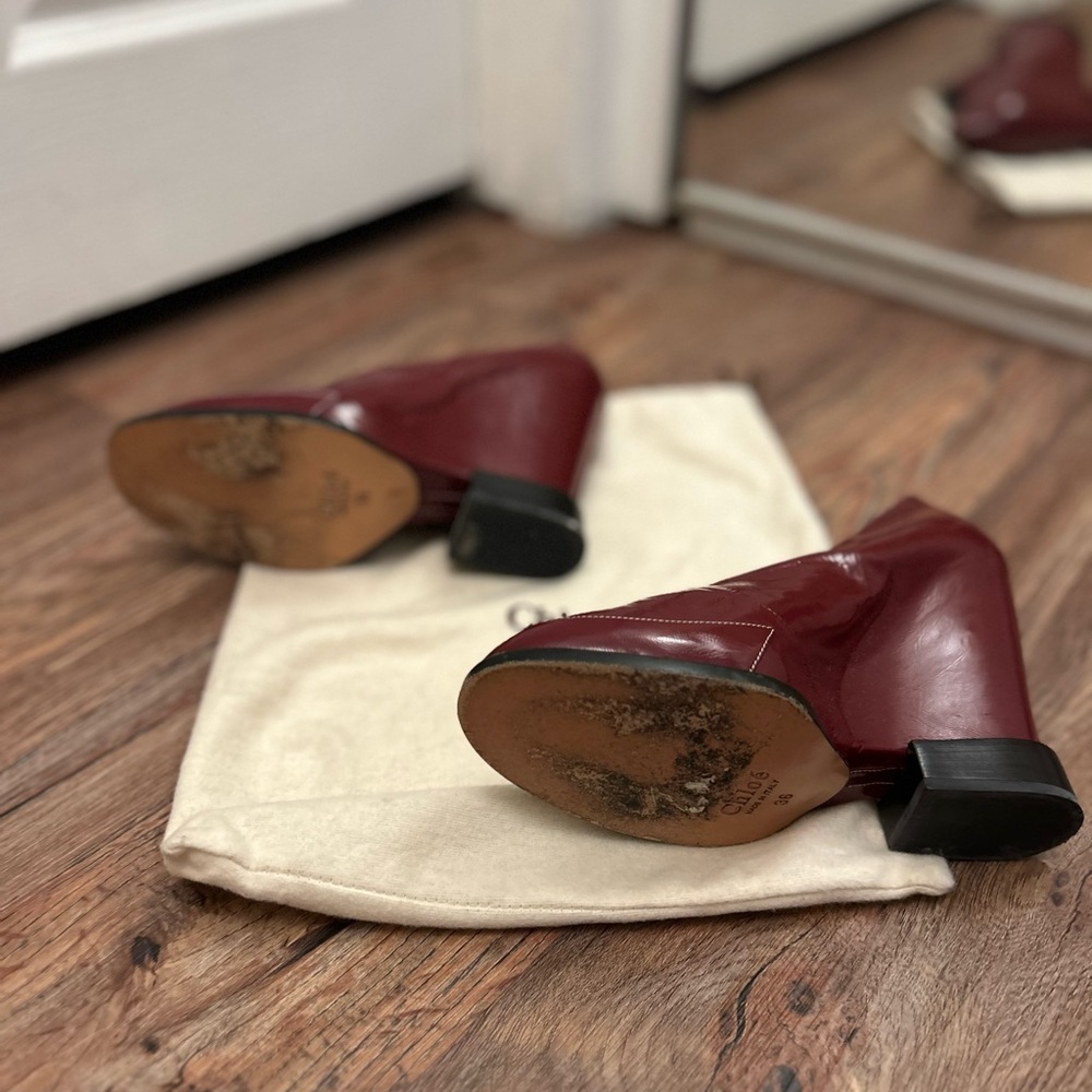 Chloe Deep Red Heeled Boots - Picture 5 of 8